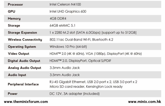 MiniX NEO G41V-4 Mini-PC mit Windows 10 Pro