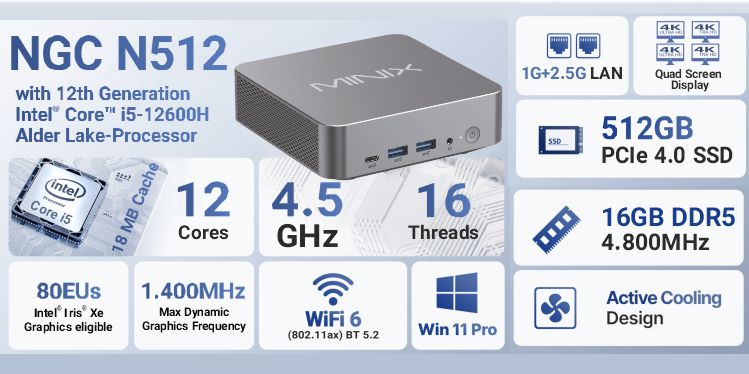 MINIX NGC N512 / 16GB DDR5, 512GB SSD