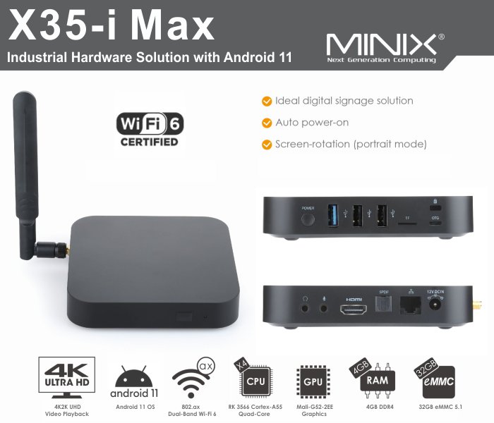 MINIX X35-i Max Android 11 Industrial Media Player Flyer