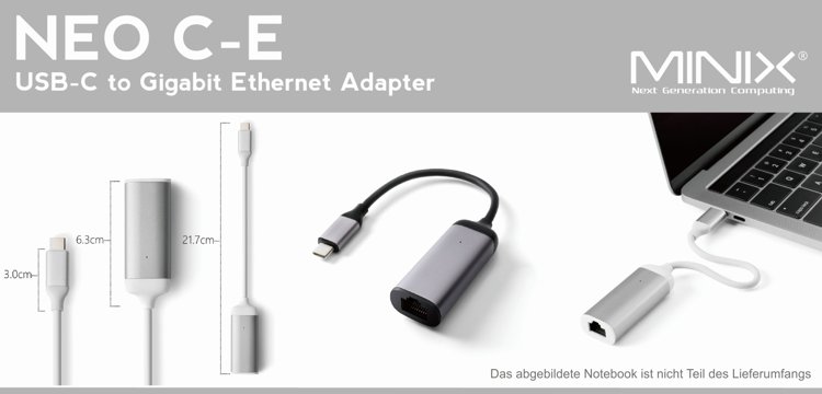 MINIX NEO C-E, USB-C Gigabit Ethernet Adapter