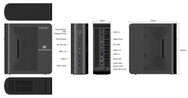 MiniX Elite ER939-AI Mini Workstation, 2TB SSD, 128GB DDR5 RAM, 16-Core AMD Ryzen AI Max+ 395, Win 11 Pro