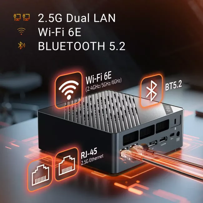 MiniX Elite ER936-AI Mini PC, 1TB SSD, 32GB DDR5 RAM, 10-Core AMD Ryzen AI 9 HX 365, Win 11 Pro