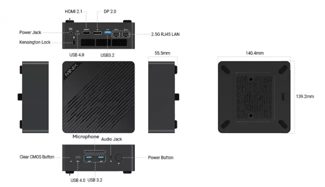 MiniX Elite ER936-AI Mini PC, 1TB SSD, 32GB DDR5 RAM, 10-Core AMD Ryzen AI 9 HX 365, Win 11 Pro