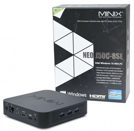 MINIX NEO J50C-8SE / 240GB SSD, 8GB RAM, Intel J4125 Celeron Mini PC, USB-C Port