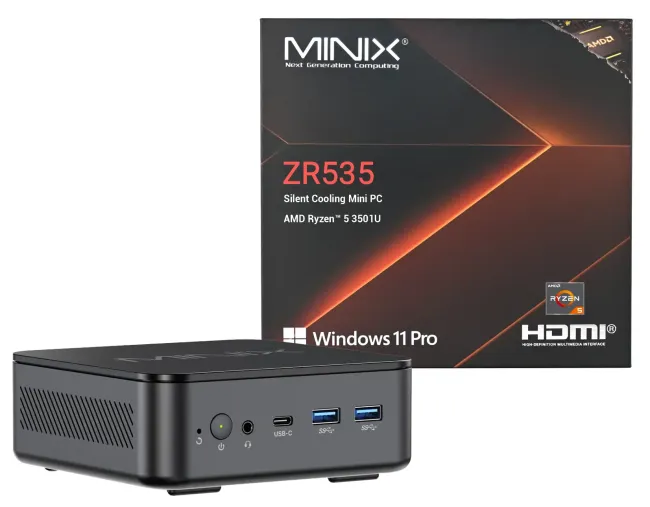 MiniX ZR535, 16GB DDR4 RAM, 512GB SSD, AMD Ryzen 5 3501U Mini-PC, Triple Display Ready, Win 11 Pro