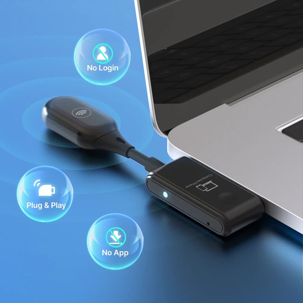 MINIX C1, kabelloser USB-C zu HDMI Dongle für Laptop, Smartphone, Tablet