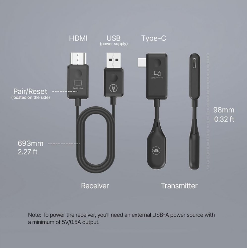 MINIX C1, kabelloser USB-C zu HDMI Dongle für Laptop, Smartphone, Tablet