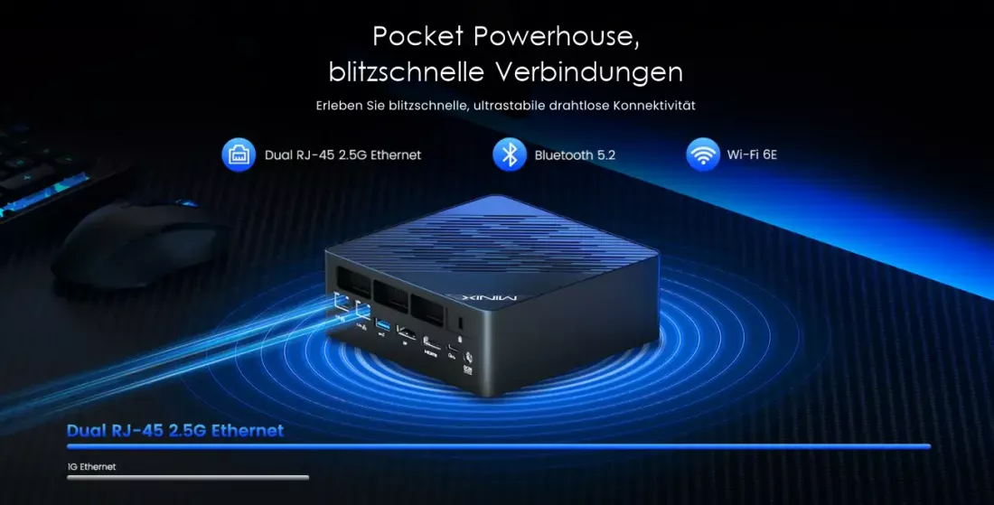 MiniX Elite ER936-AI Mini PC, 1TB SSD, 32GB DDR5 RAM, 10-Core AMD Ryzen AI 9 HX 365, Win 11 Pro