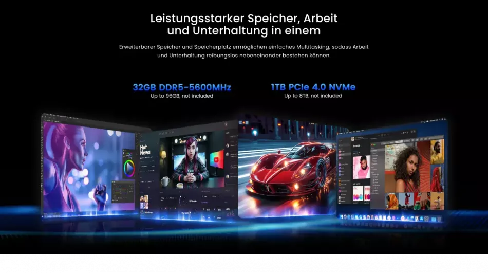 MiniX Elite ER937-AI Mini PC, 1TB SSD, 32GB DDR5 RAM, 12-Core AMD Ryzen AI 9 HX 370, Win 11 Pro