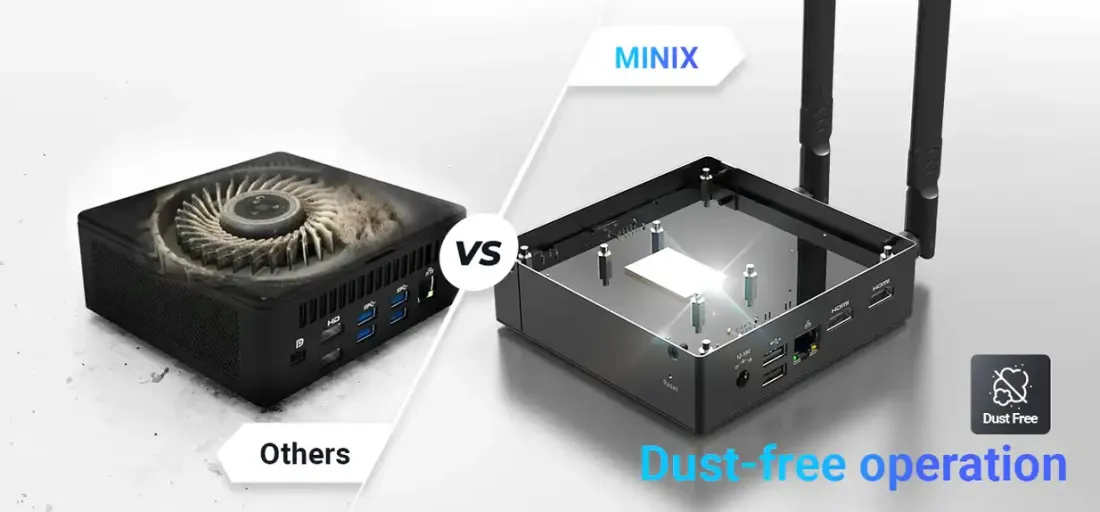 MiniX Z300-0dB, 512GB SSD, 16GB RAM, Intel Core i3-N300, lüfterloser Mini-PC, Win 11 Pro