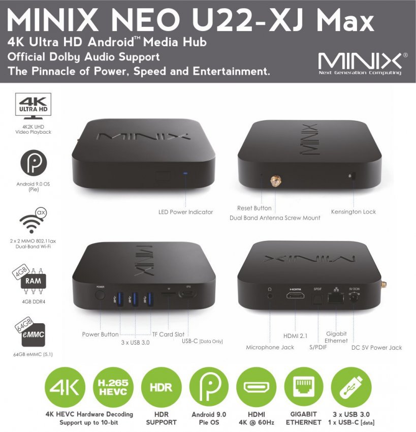 MiniX NEO U22-XJ Max Android 9 Media Hub 64GB/4GB Flyer